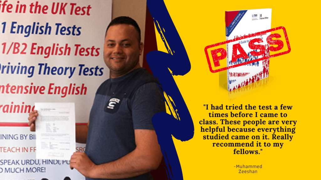 Life in the Uk test student has passed his exam by practicing