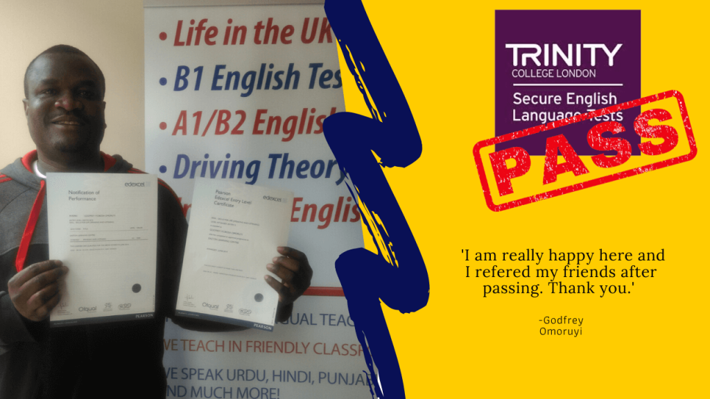 Passed the Trinity college london passed exam