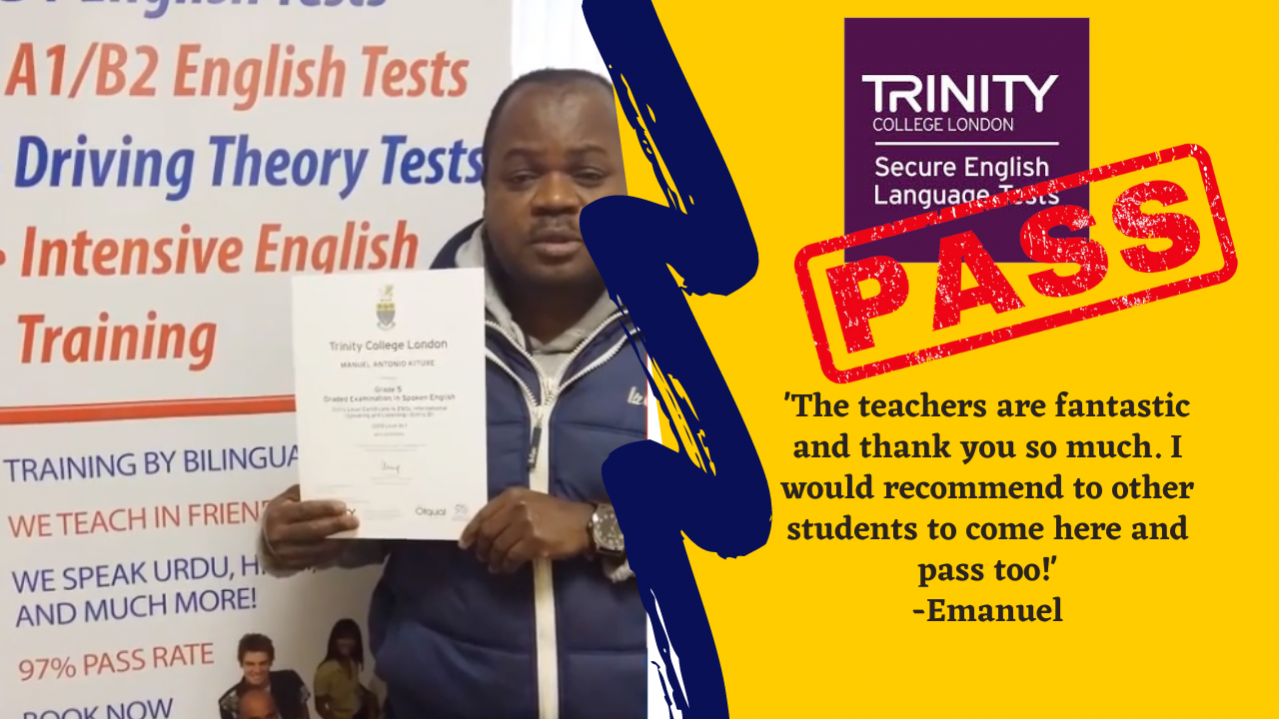 Emanuel has passed his b1 test online