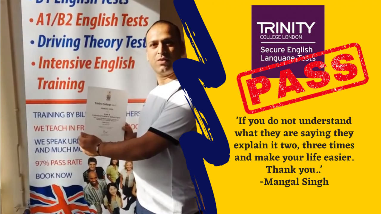 Mangal Singh has passed her b1 test online