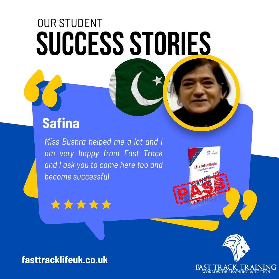 Safina Passed her Life in the UK test