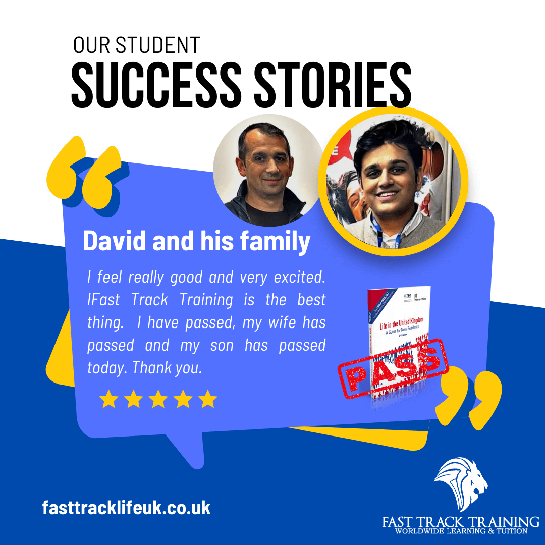 David with Rahil has passed Life in the UK test