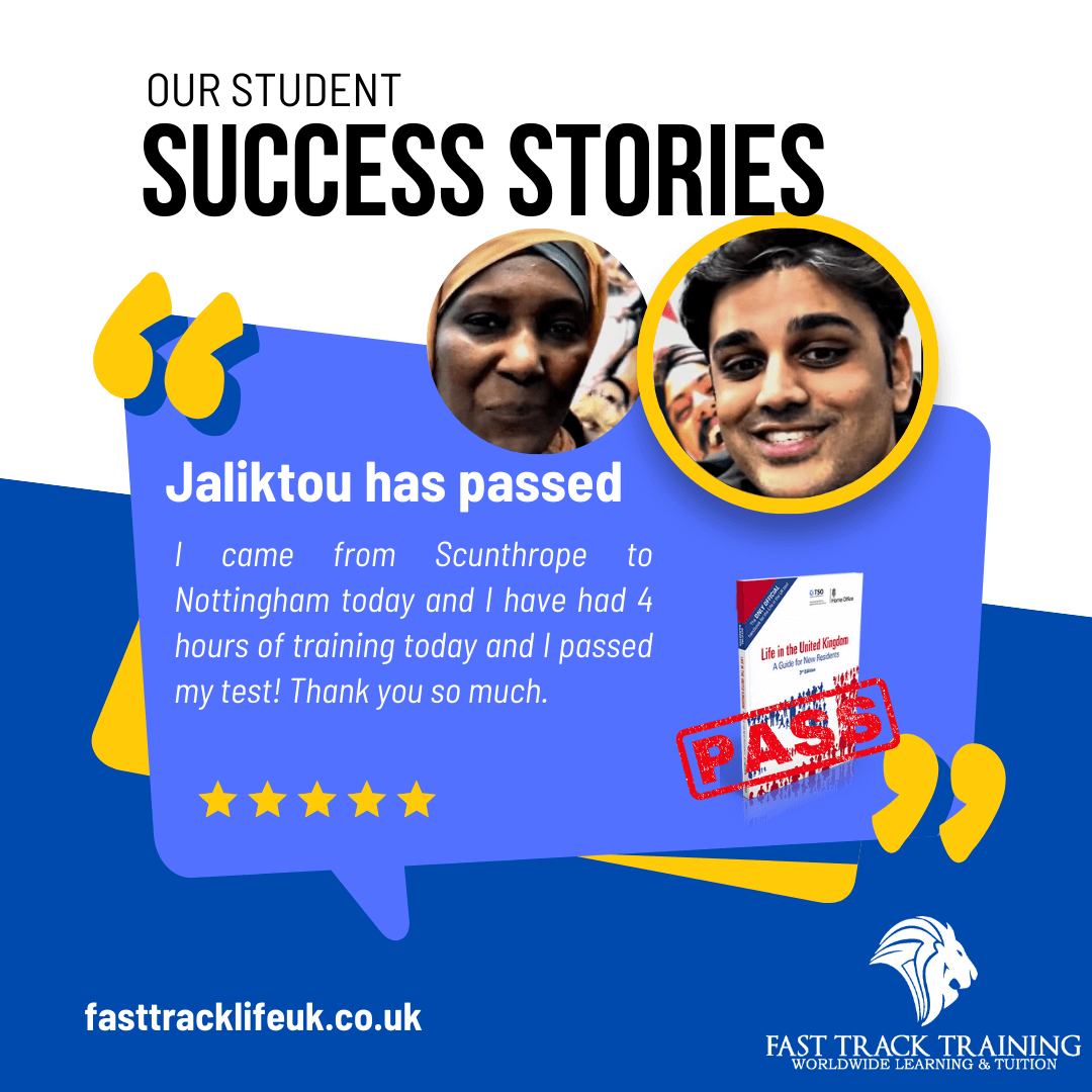 Jalilktou with Rahil has passed Life in the UK test