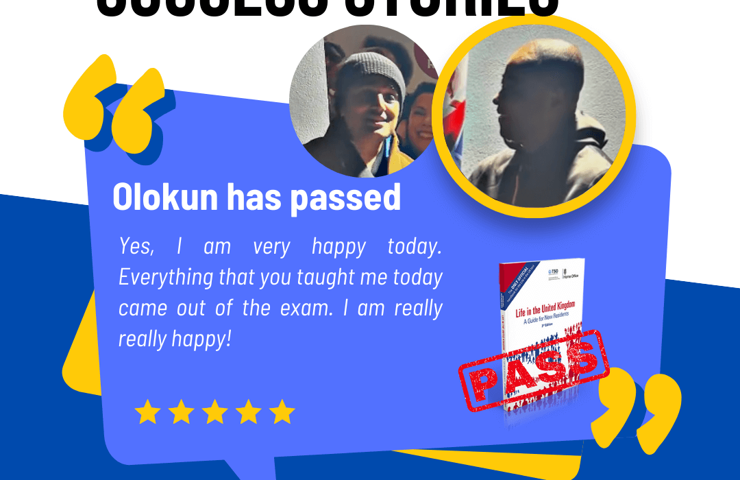 Olokun with Rahil has passed Life in the UK test