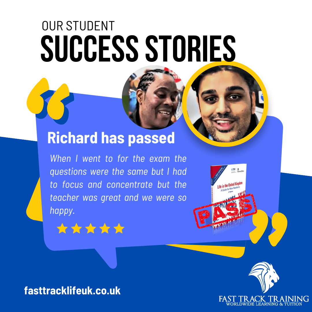 Richard with Rahil has passed Life in the UK test